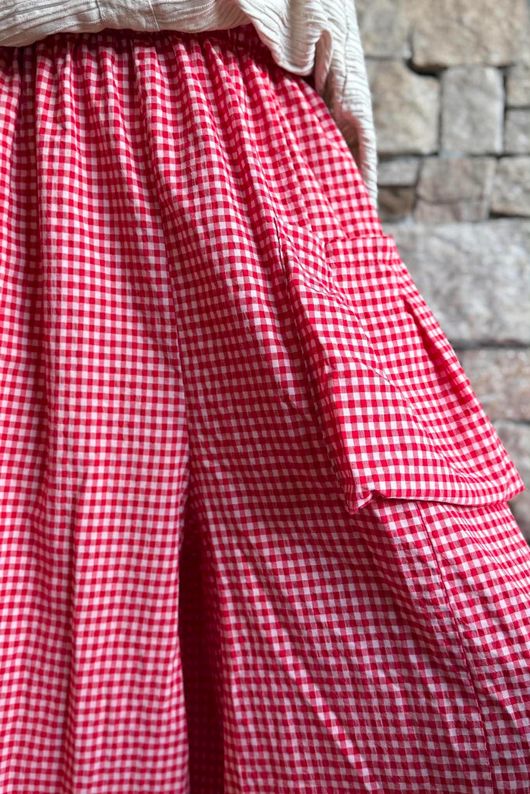 Arbi Gingham Pocket Culotte Pant Chilli
